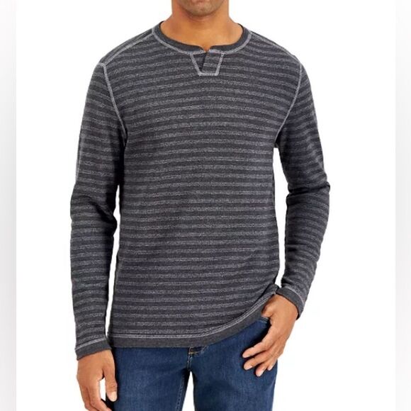 Tommy Bahama Striped Men's Reversible Long Sleeve Shirt XLT Split Neck - Picture 1 of 8